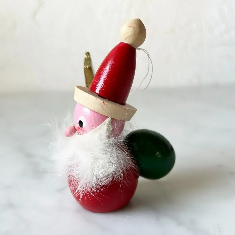 Vintage Steinbach Christmas Ornament Wooden Santa Gold Scepter Made in Germany